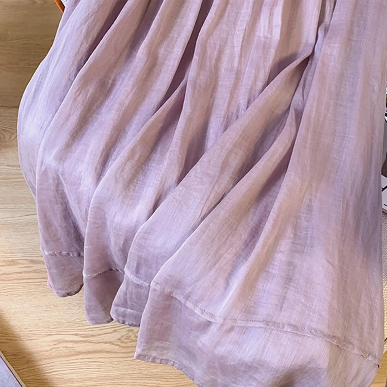 Women's Boho Cotton Linen Long Flowy Skirt High Waist A Line Double Layer Casual Elegant Flowy Swing Maxi Skirts
