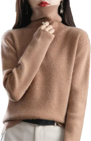 Women's Cashmere Pullover High Neck Wool Casual Knit Tops Autumn Winter Jacket Warm S, XXL