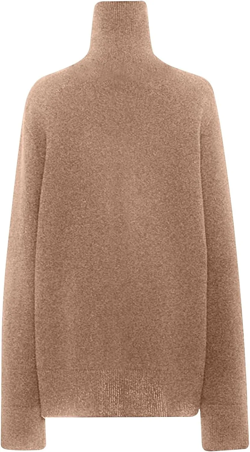 Women's Cashmere Pullover High Neck Wool Casual Knit Tops Autumn Winter Jacket Warm S, XXL