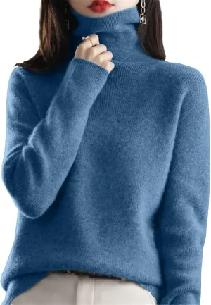 Women's Cashmere Pullover High Neck Wool Casual Knit Tops Autumn Winter Jacket Warm S, XXL