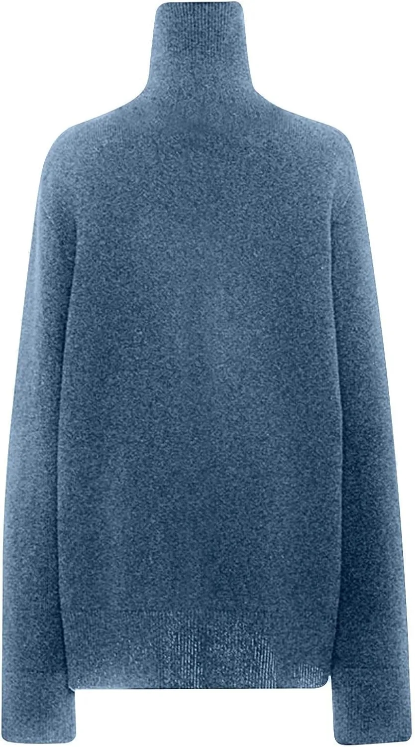 Women's Cashmere Pullover High Neck Wool Casual Knit Tops Autumn Winter Jacket Warm S, XXL
