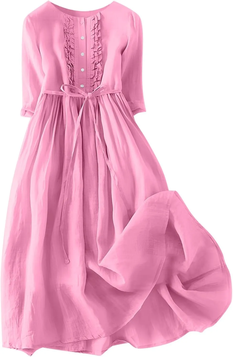 Women's Cotton Linen Casual Dresses 2024 Boho Flowy Dress Flowy Summer Midi Dresses Dressy Ladies Trendy Clothing