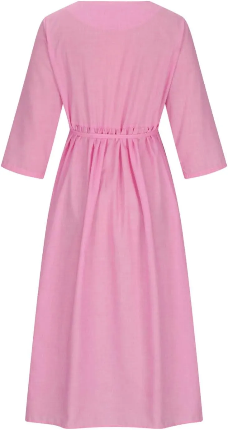 Women's Cotton Linen Casual Dresses 2024 Boho Flowy Dress Flowy Summer Midi Dresses Dressy Ladies Trendy Clothing