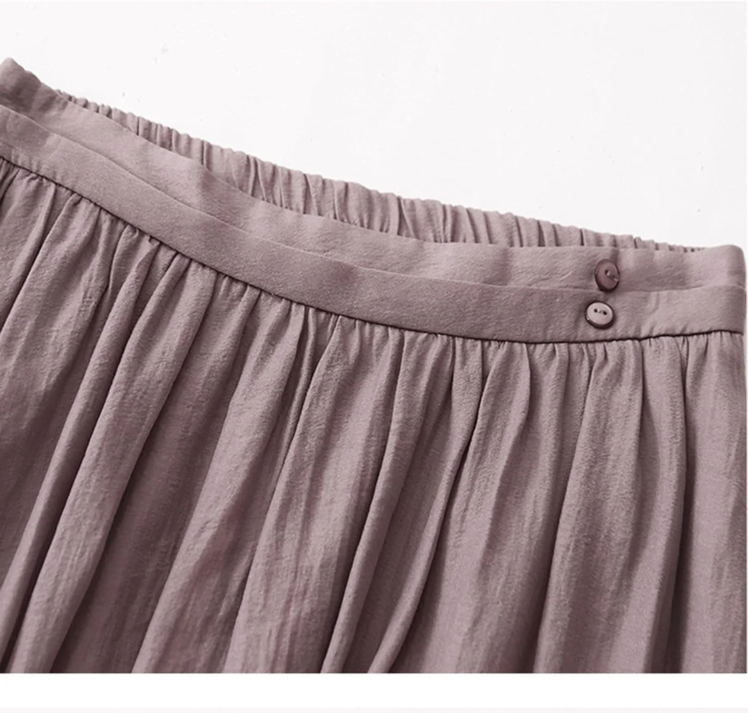 Womens Cotton Linen Skirts Summer Casual Elegant Double Layer Elastic High Waist Flowy Swing A Line Long Maxi Skirt