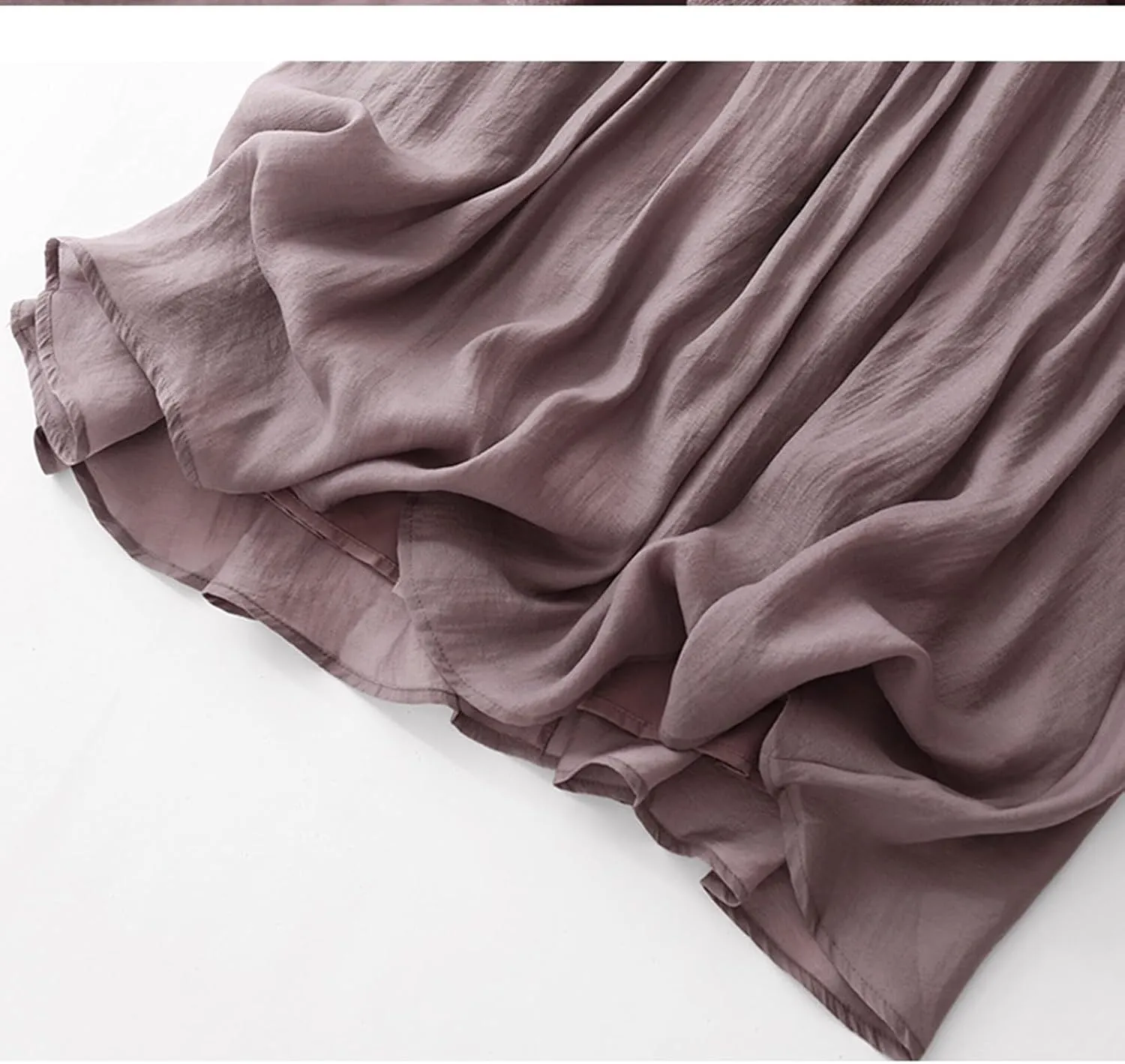 Womens Cotton Linen Skirts Summer Casual Elegant Double Layer Elastic High Waist Flowy Swing A Line Long Maxi Skirt