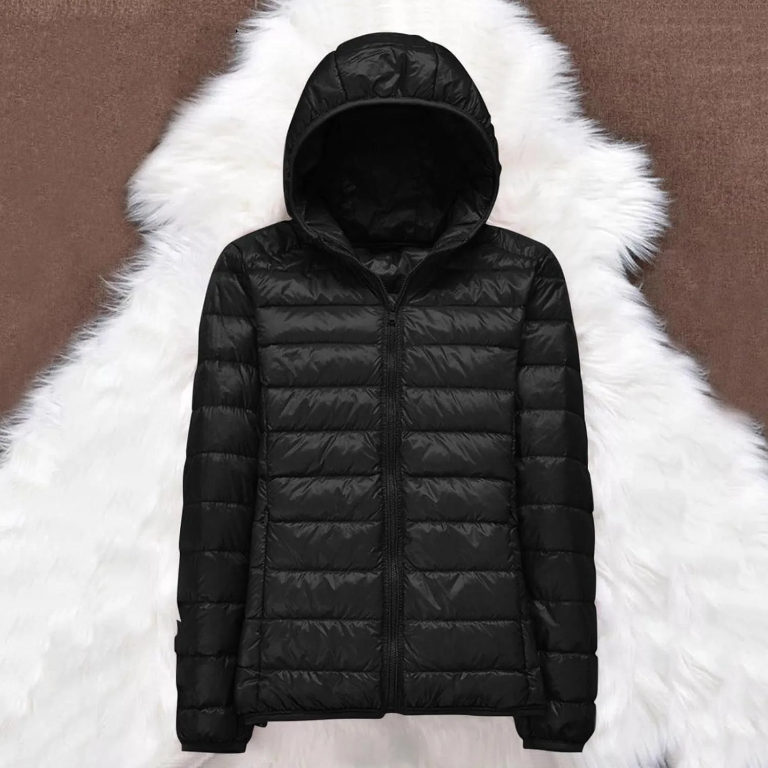 Women's Down Jacket Hooded Windproof Puffer Coat Packable Warm Winter Jacket Lightweight Ladies Parka Chunky With Hood Trendy