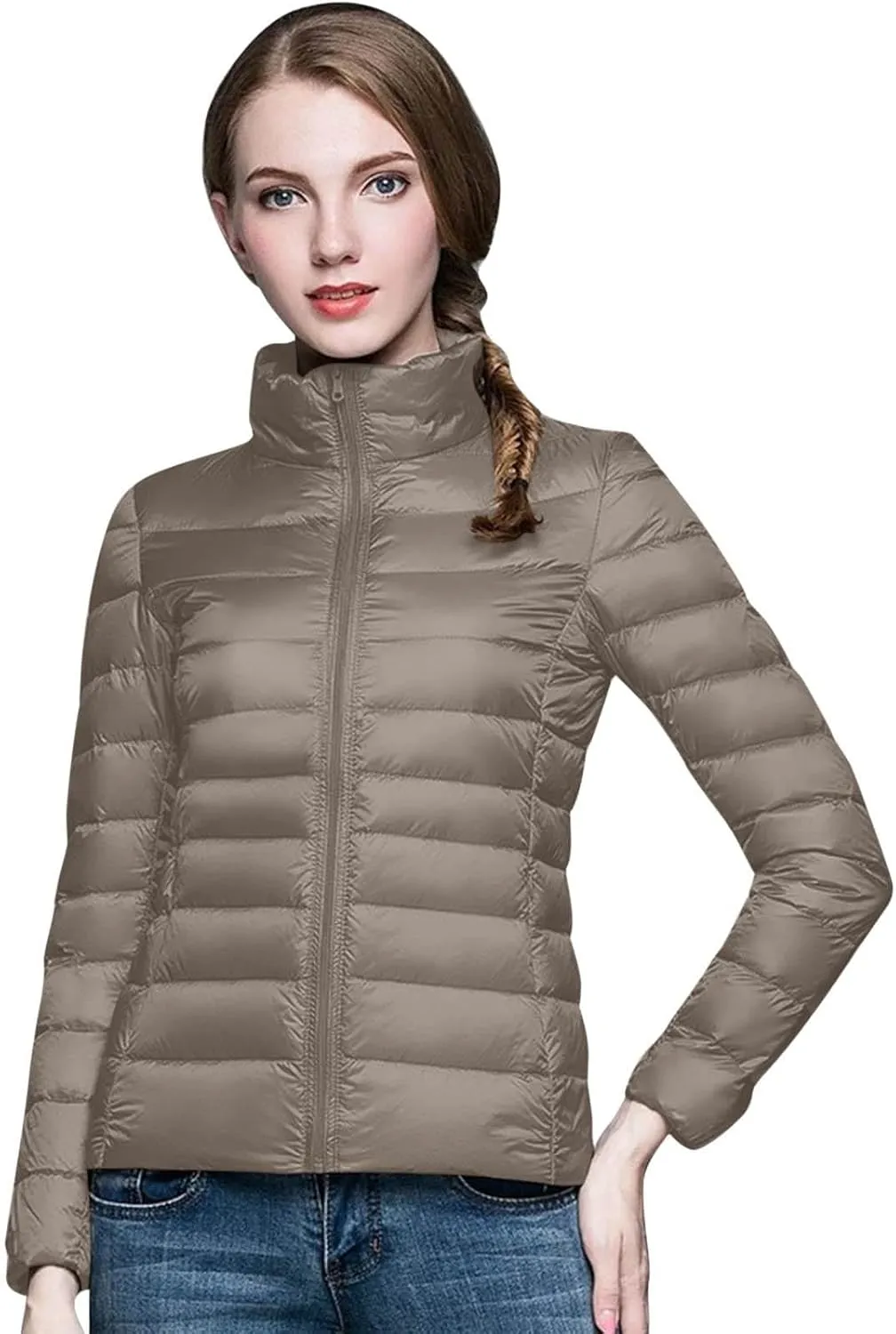 Women's Down Jacket Hooded Windproof Puffer Coat Packable Warm Winter Jacket Lightweight Ladies Parka Loose Fit Dowm Jacket