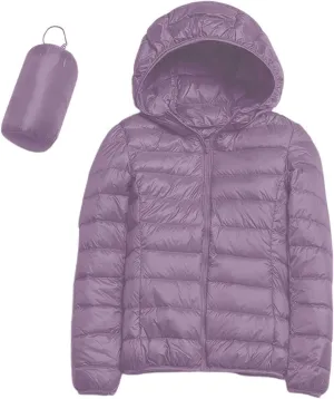Women's Down Jacket Hooded Windproof Puffer Coat Packable Warm Winter Jacket Lightweight Ladies Parka Winter Chunky Casual