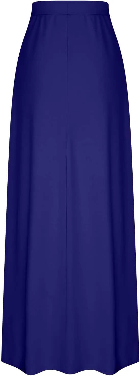 Women's Drawstring High Waist Maxi Skirts with Pockets Dressy Solid A Line Long Skirts Casual Slim Fit Pencil Skirt