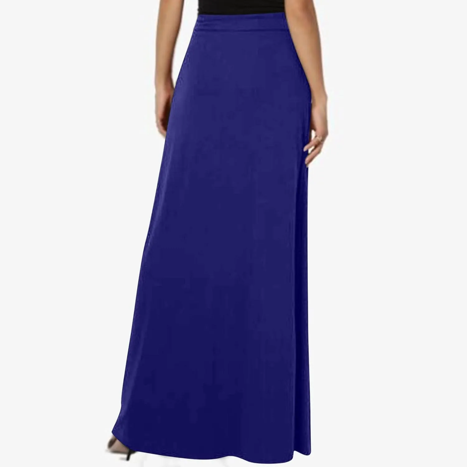 Women's Drawstring High Waist Maxi Skirts with Pockets Dressy Solid A Line Long Skirts Casual Slim Fit Pencil Skirt