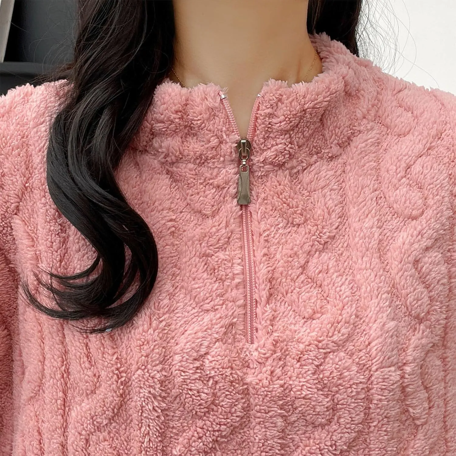 Womens Fuzzy Cute Pajamas Sets Warm Fleece Lounge Set Fluffy Pj Ladies 2 Piece Winter Cozy Pjs Set Plush Sleepwear