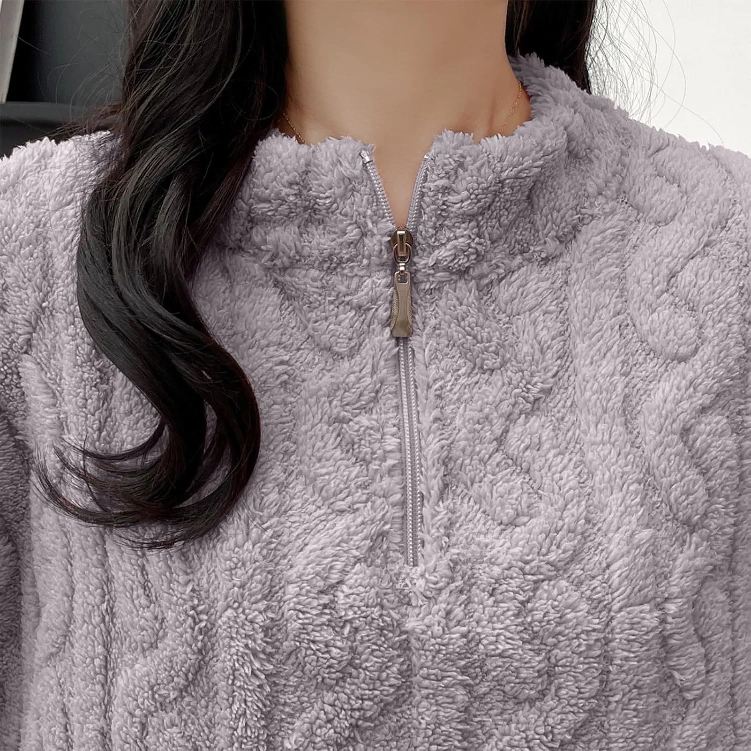 Womens Fuzzy Cute Pajamas Sets Warm Fleece Lounge Set Fluffy Pj Ladies 2 Piece Winter Cozy Pjs Set Plush Sleepwear