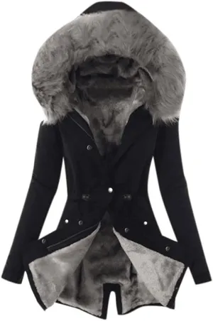 Womens Hooded Jacket Ladies Coat Womens Winter Warm Thick Long Jacket Hooded Overcoat