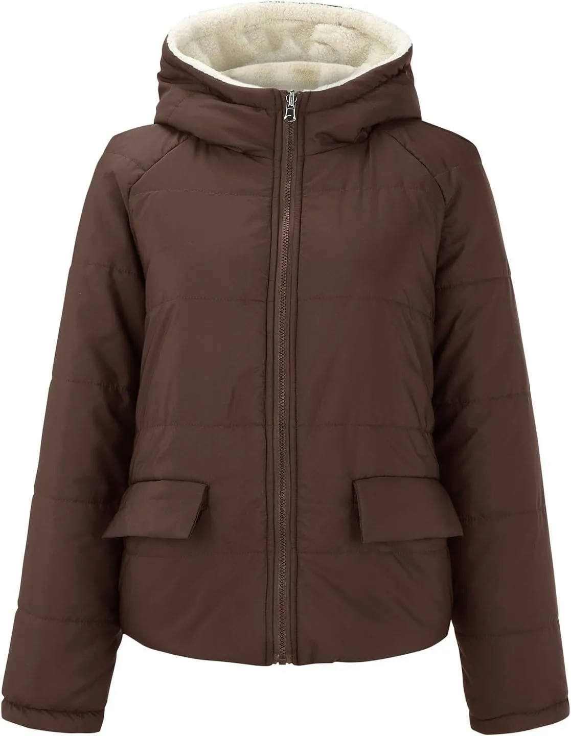 Women's Hooded Winter Coat Fleece Hooded Warm Oversized Trendy Jackets Casual Lapel Long Sleeve Coats