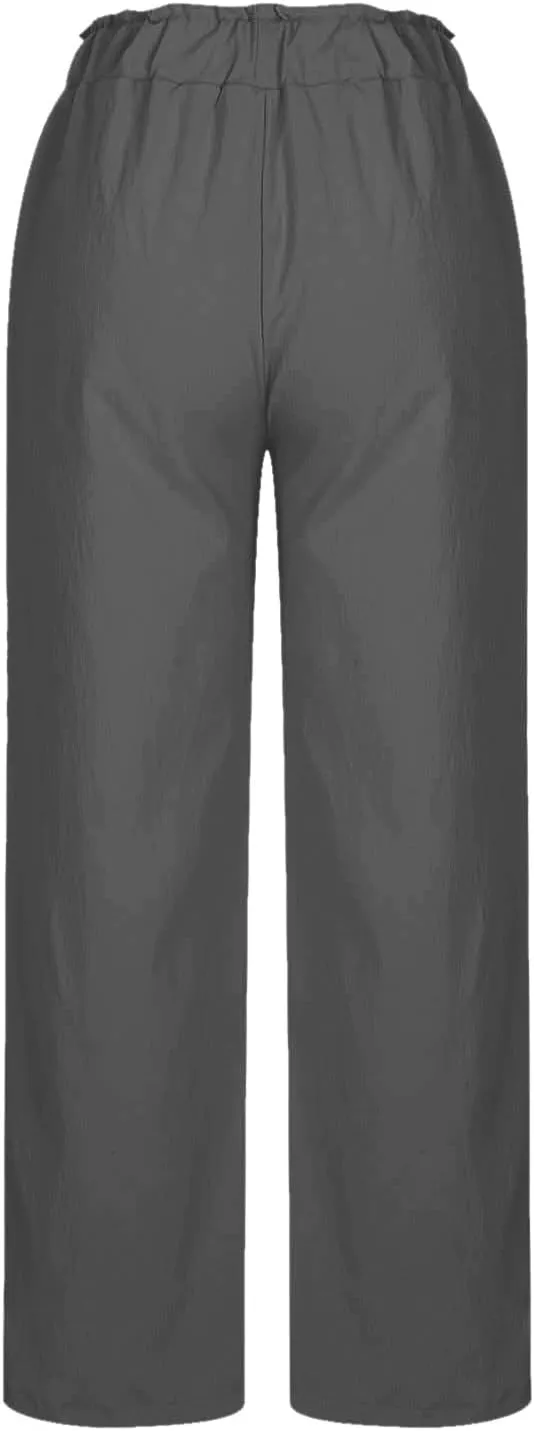 Womens Linen Palazzo Pants with Pockets Wide Leg Summer Bottoms Boho Pants Loose Fit Casual Trousers Lounge