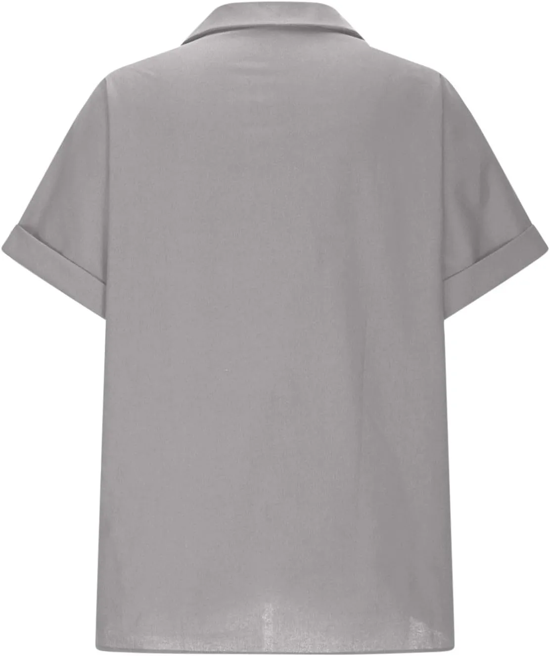 Women's Linen Summer Shirts Zip Up Dressy Casual Tops Collared V Neck Short Sleeve Blouses Trendy Tshirts for Work