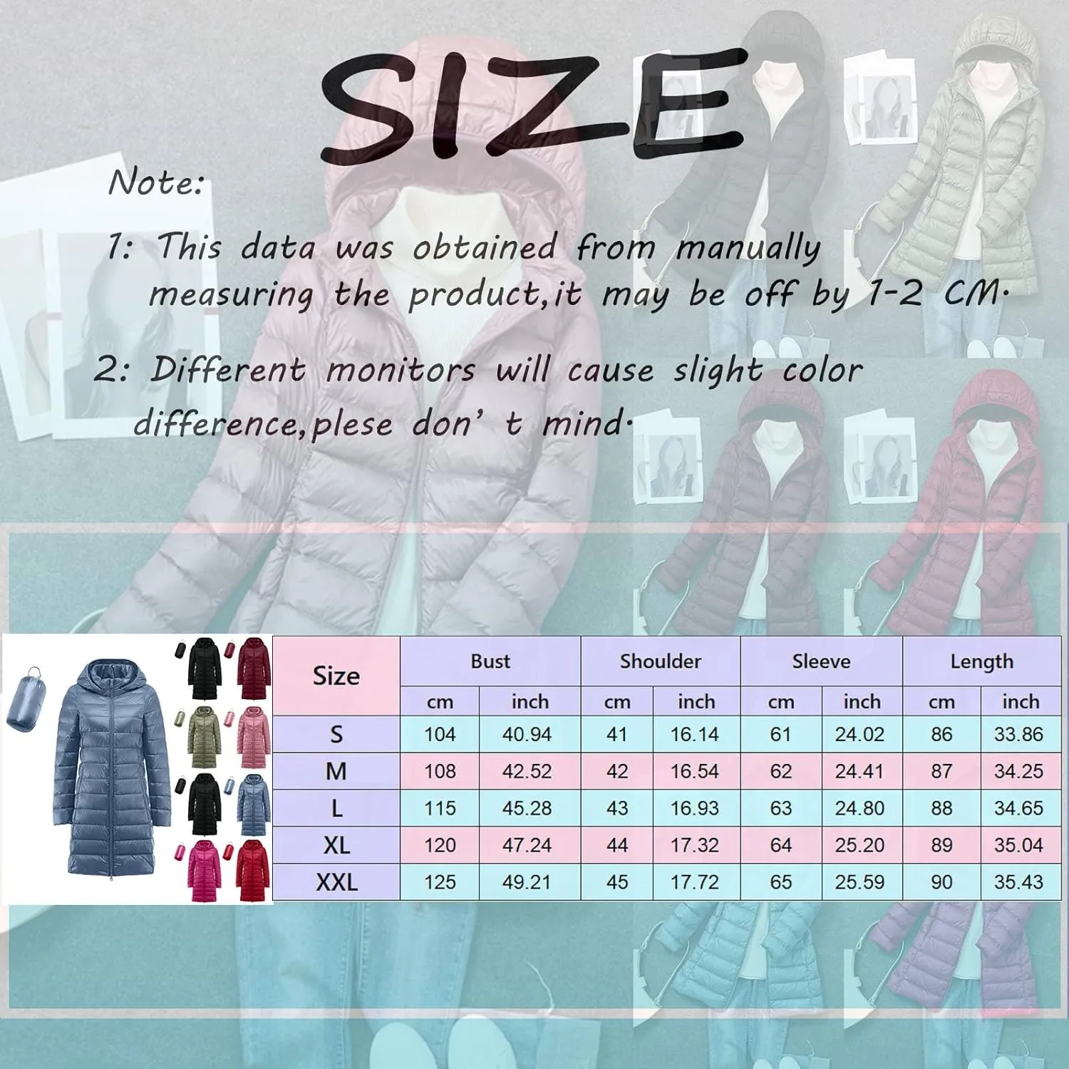 Womens Long Puffer Jacket Warm Packable Down Jackets Lightweight Hooded Jacket Short Down Coats