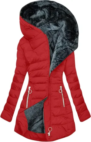 Women's Long Winter Warm Coats Thicken Warm Sherpa Lined Fleece Hooded Puffer Jackets Trendy Pockets Down Outfits