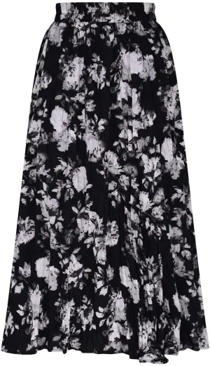 Womens Maxi Skirt Summer Elastic High Waisted Boho Floral Dressy Casual Beach Flowy Swing Long Skirts with Pockets