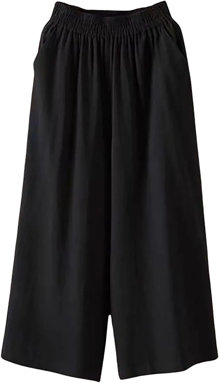 Womens Plus Size Capri Pants, Cotton Pants for Women Loose Fit, Linen Capris, Loose Drawstring Elastic Cropped