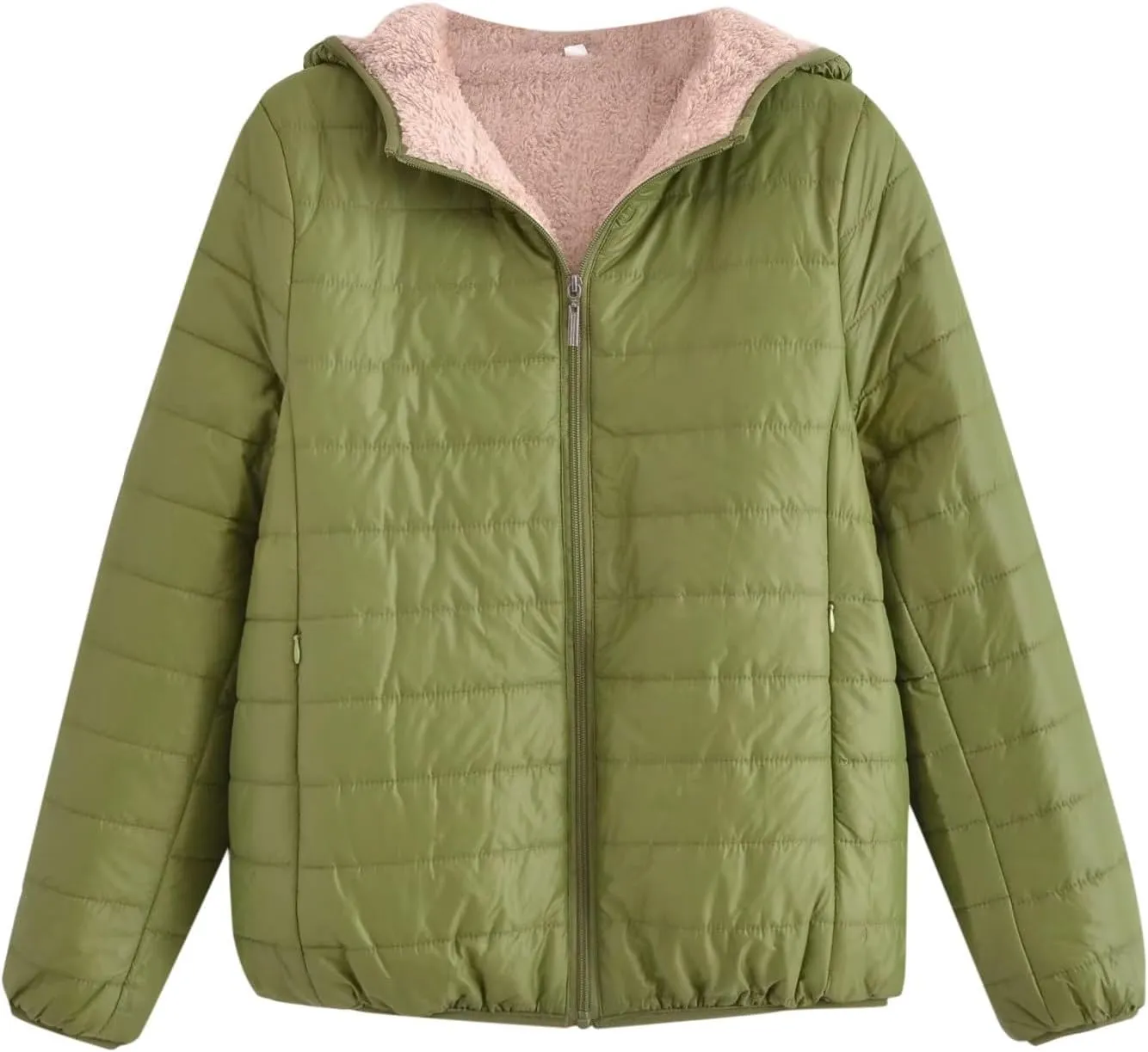 Women's Quilted Winter Coats Winter Short Hooded Warm Padded Puffer Jacket Fleece Lined Down Jackets with Pockets