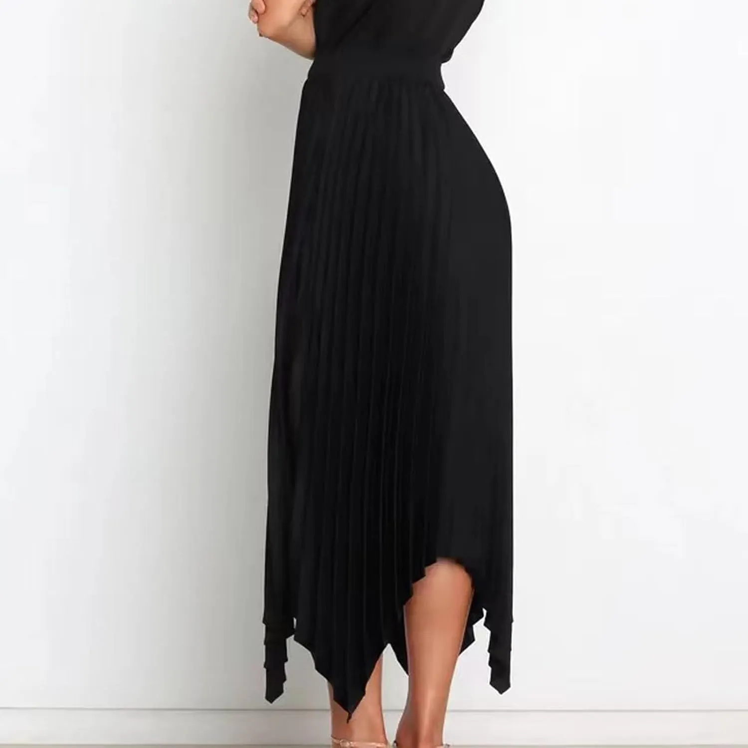 Womens Satin Midi Skirt Elegant Flowy Ruffle High Waist Silk Summer Casual Dressy Irregular Hem High Low Skirts
