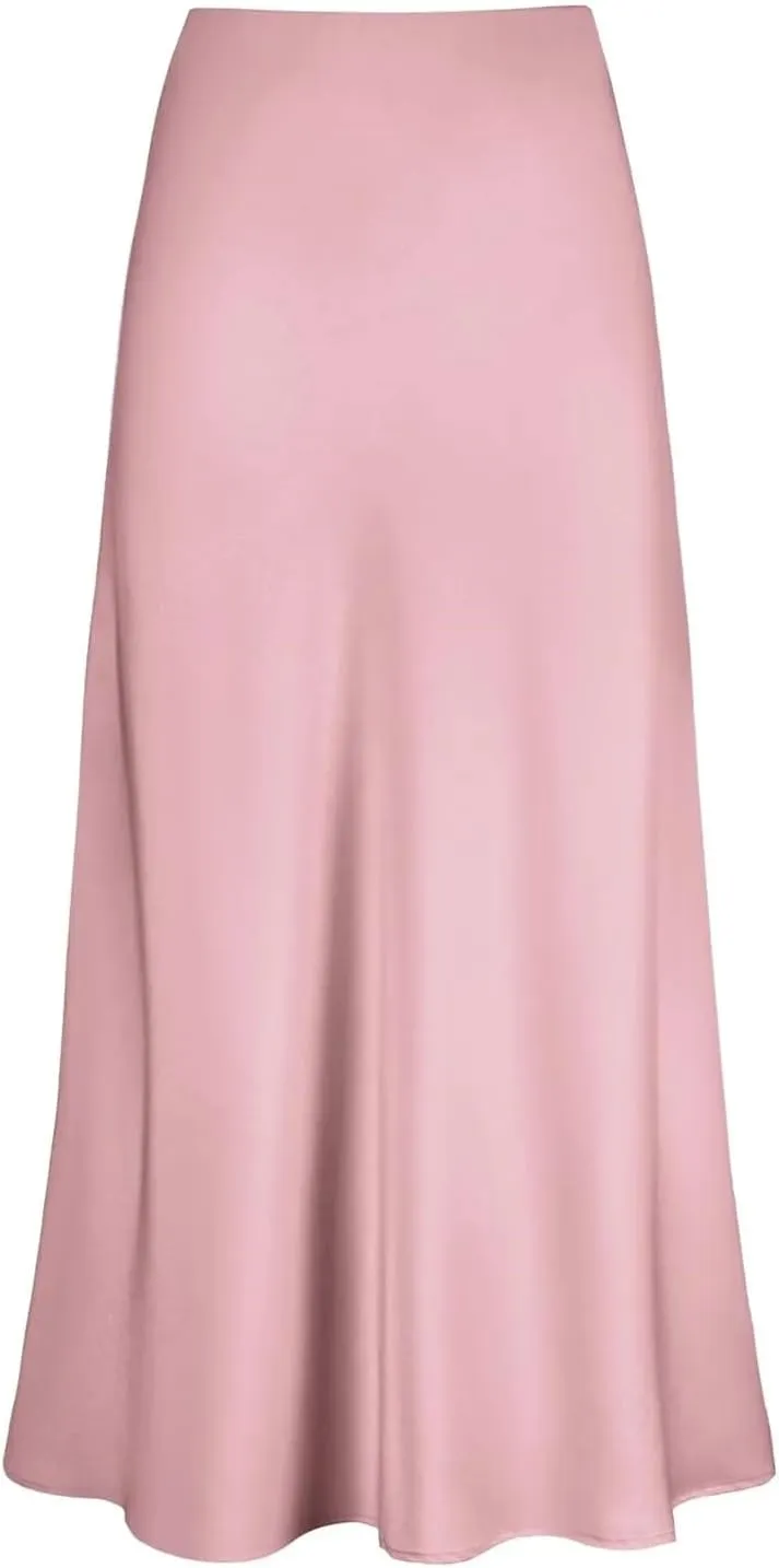 Women's Satin Short Pencil Skirt High Waist Solid Satin Bag Hip Ruffle Swing Pleated Skirt Casual Skirts