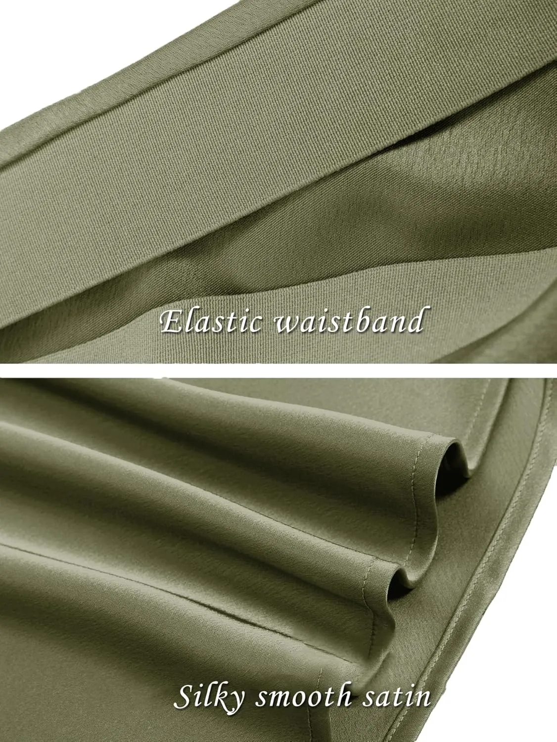 Womens Satin Silk Maxi Slit Skirt Elastic Waistband Maxi Long Satin Slit Skirts for Women