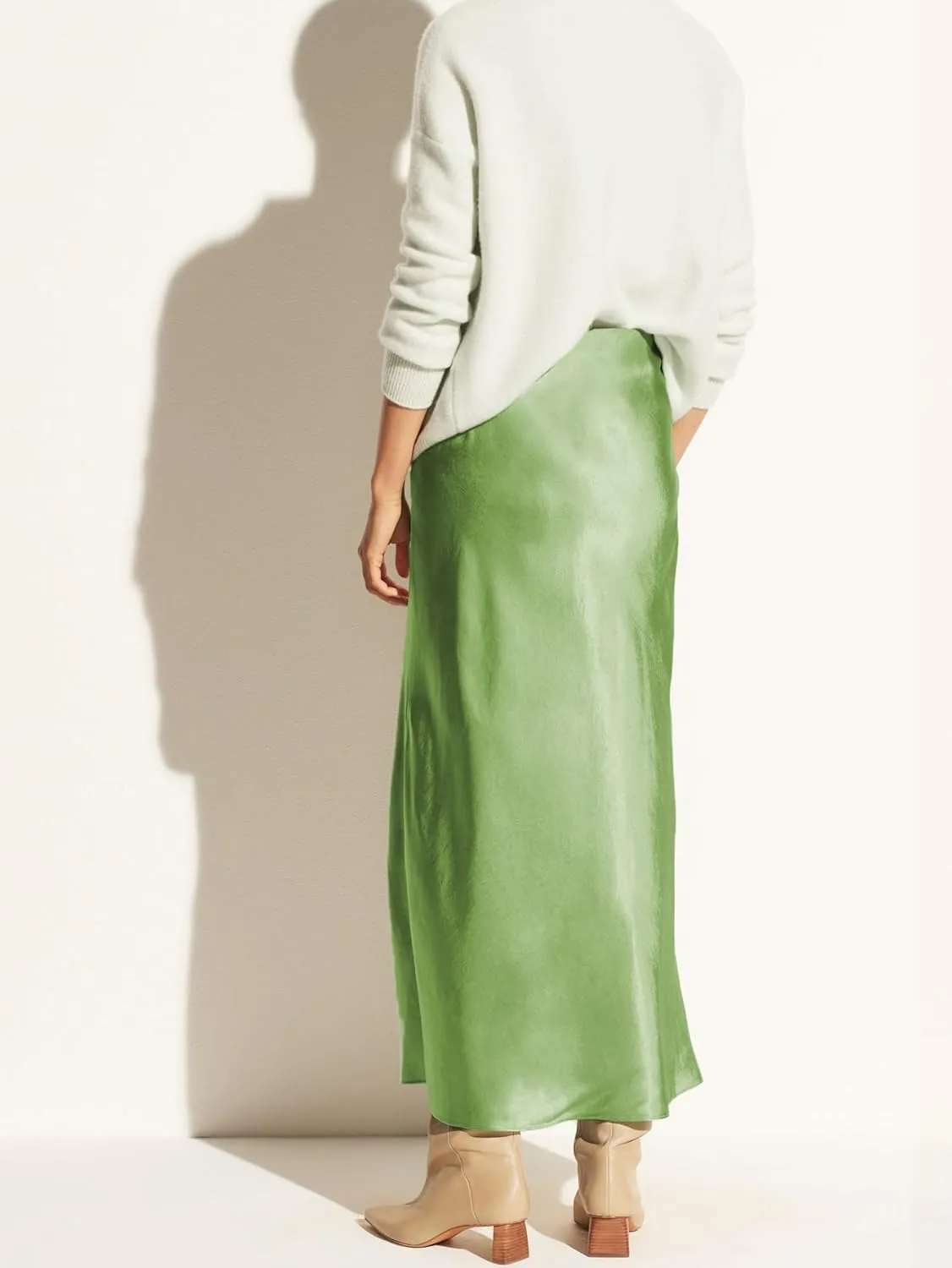 Womens Satin Silk Maxi Slit Skirt Elastic Waistband Maxi Long Satin Slit Skirts for Women