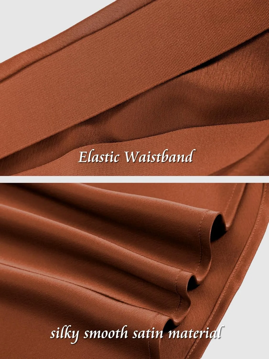 Womens Satin Silk Maxi Slit Skirt Elastic Waistband Maxi Long Satin Slit Skirts for Women