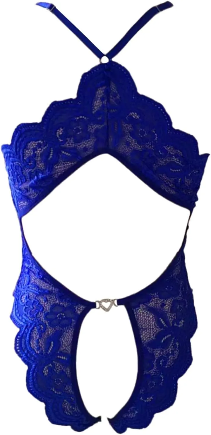 Women's Sexy Lingerie Lace Chemise Babydoll Nightie Wasit Mesh Plus Size Bodysuit Bow Tie Nightwear