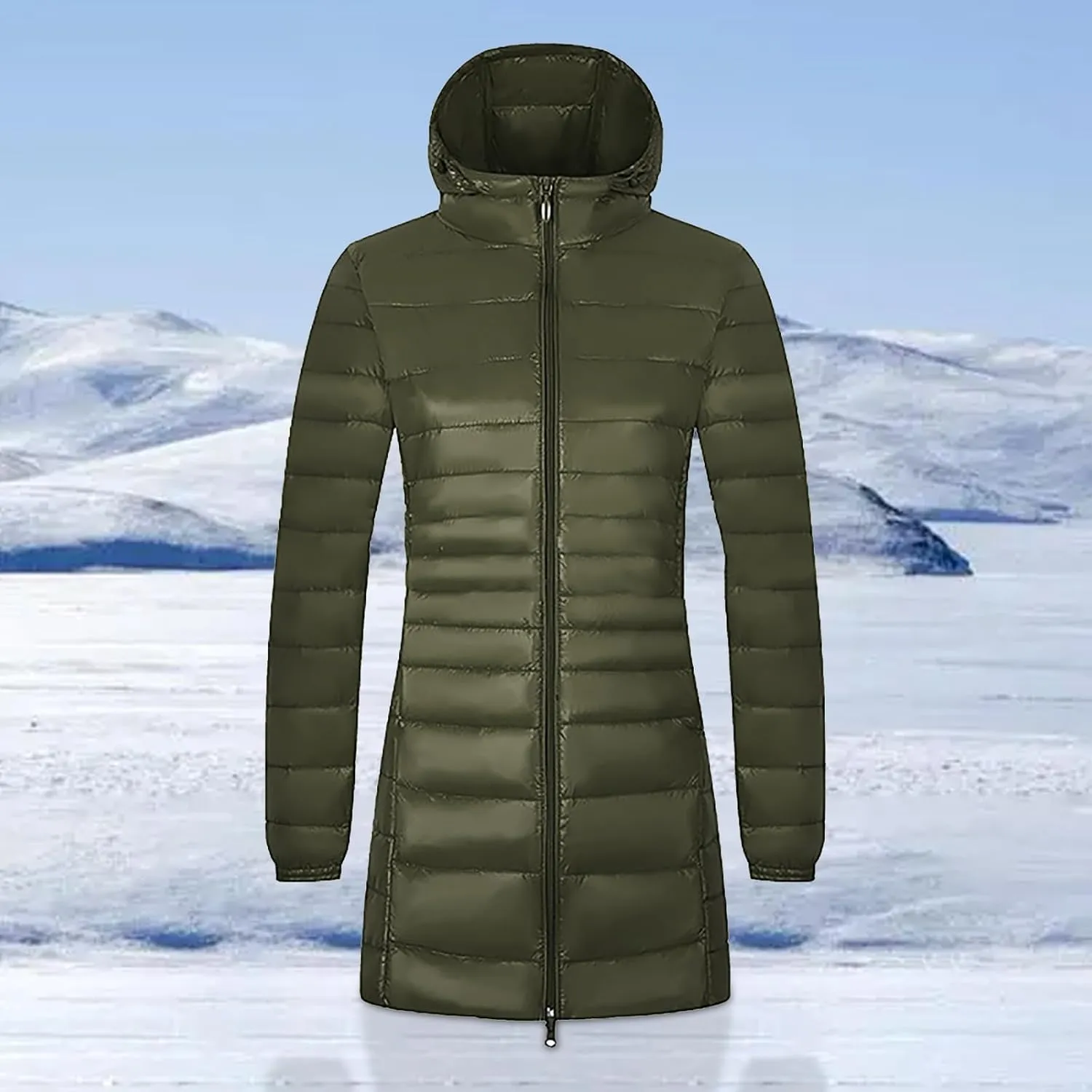 Women's Ski Jacket Winter Snow Coat Fleece Hooded Warm Midi Peacoat Trench Coats Waterproof Warm Winter Snow Coats