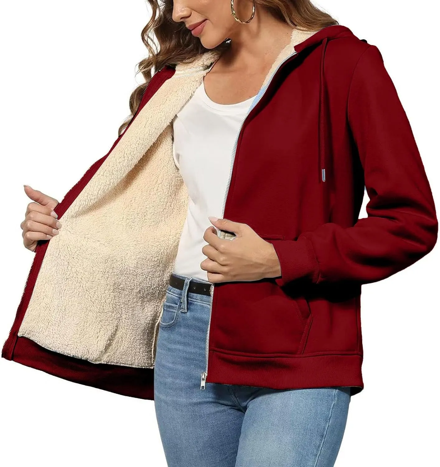 Women's Ski Jacket Winter Snow Coat Fleece Hooded Warm Midi Peacoat Trench Coats Waterproof Warm Winter Snow Coats