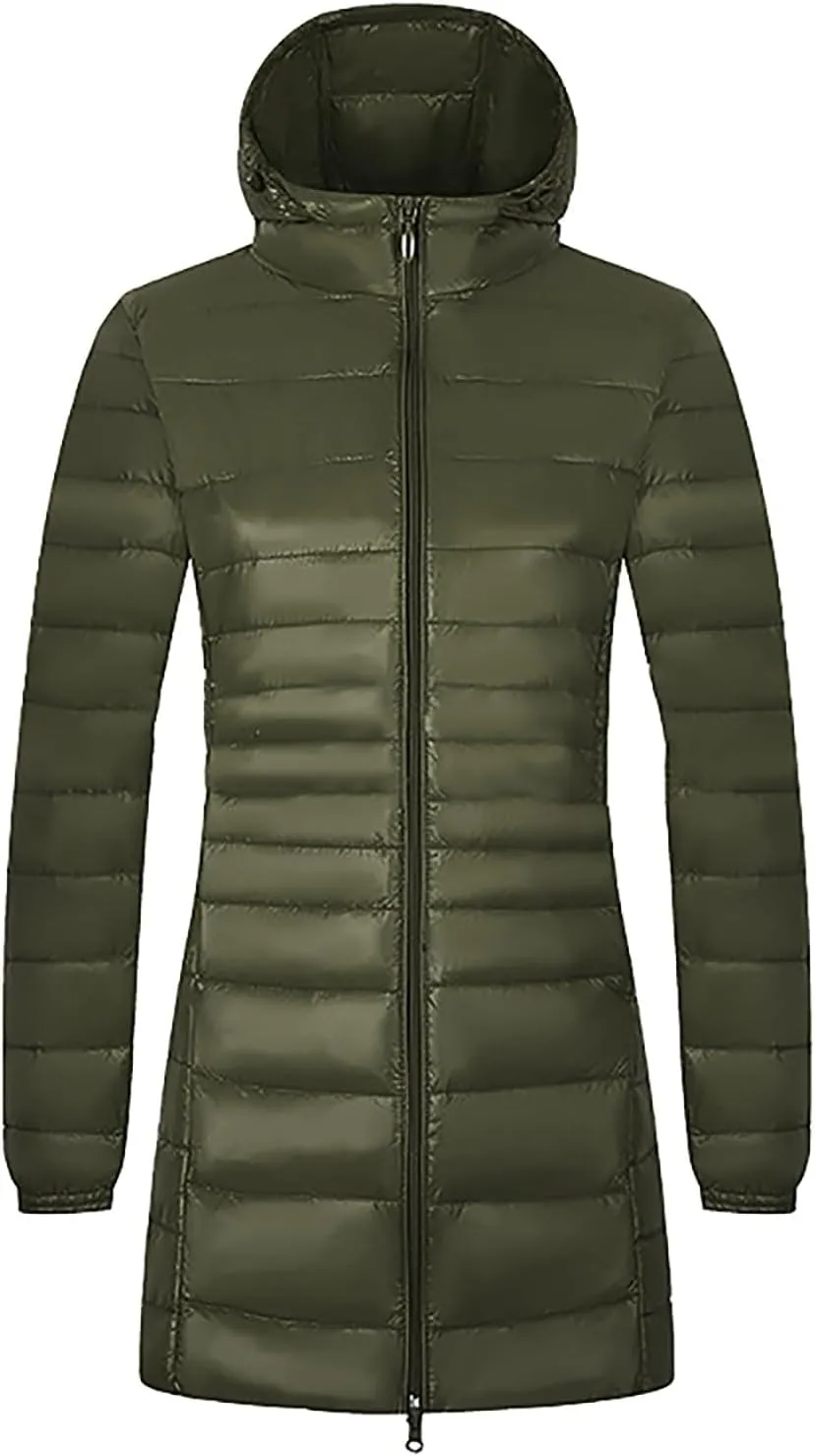 Women's Ski Jacket Winter Snow Coat Fleece Hooded Warm Midi Peacoat Trench Coats Waterproof Warm Winter Snow Coats