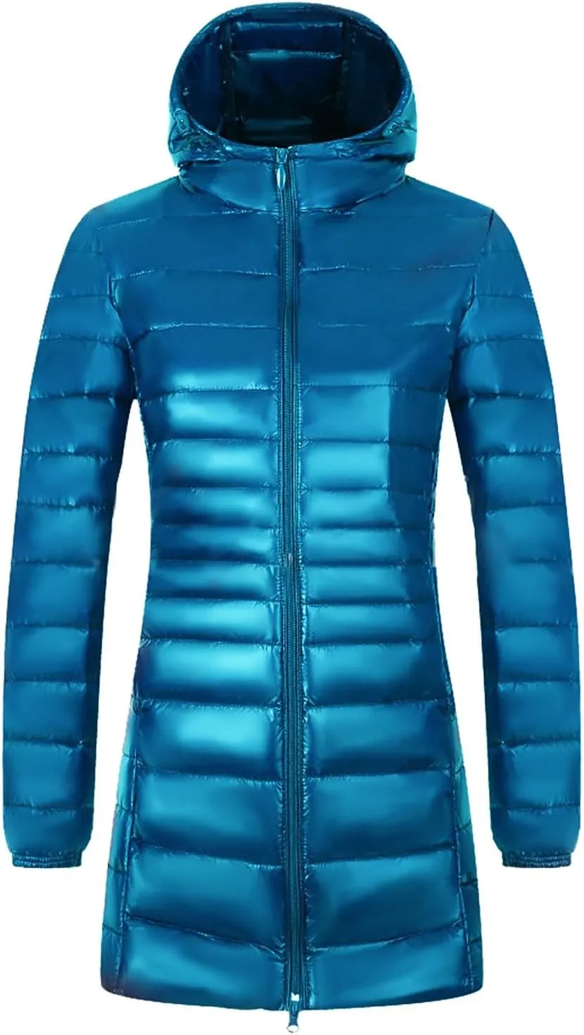 Women's Ski Jacket Winter Snow Coat Fleece Hooded Warm Midi Peacoat Trench Coats Waterproof Warm Winter Snow Coats