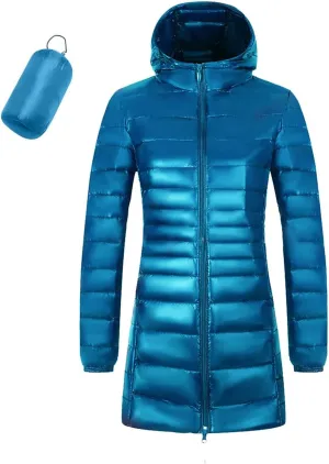 Women's Ski Jacket Winter Snow Coat Fleece Hooded Warm Midi Peacoat Trench Coats Waterproof Warm Winter Snow Coats
