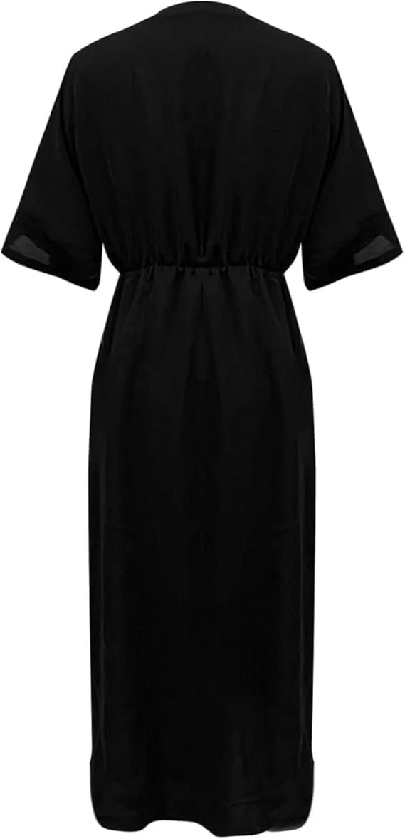 Women's Solid Color High Waist Slit Dress Holiday Beach Split Maxi Dresses Swimsuit Cover Up Flowy Midi Dress