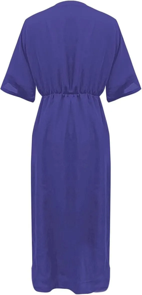 Women's Solid Color High Waist Slit Dress Holiday Beach Split Maxi Dresses Swimsuit Cover Up Flowy Midi Dress