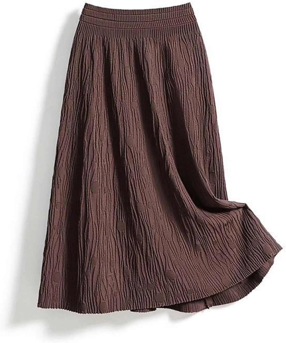 Womens Textured Midi Skirt Casual Loose Fit Flowy Swing A Line Elastic High Waist Long Skirts Summer Beach Outfits