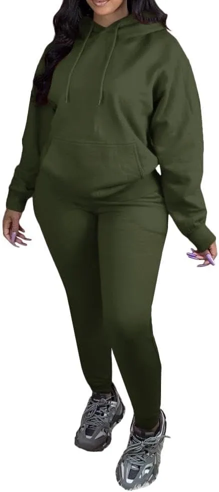 Women's Two Piece Outfits Casual Long Sleeve Hoodie Sweatshirt Jogger Sweatpants Tracksuit Sweatsuit Lounge Sets With Pocket