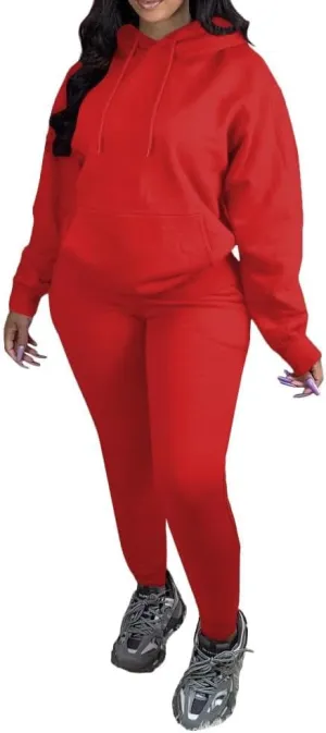 Women's Two Piece Outfits Casual Long Sleeve Hoodie Sweatshirt Jogger Sweatpants Tracksuit Sweatsuit Lounge Sets With Pocket
