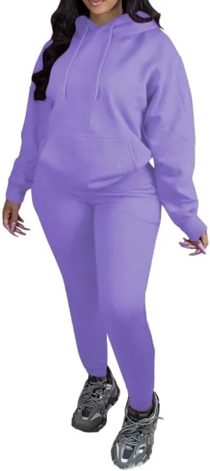 Women's Two Piece Outfits Casual Long Sleeve Hoodie Sweatshirt Jogger Sweatpants Tracksuit Sweatsuit Lounge Sets With Pocket
