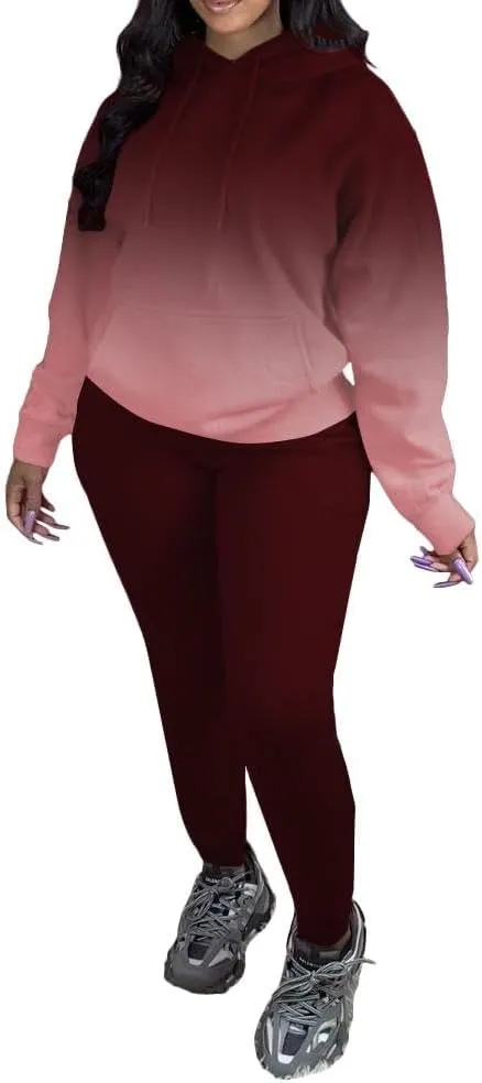Women's Two Piece Outfits Casual Long Sleeve Hoodie Sweatshirt Jogger Sweatpants Tracksuit Sweatsuit Lounge Sets With Pocket