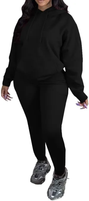 Women's Two Piece Outfits Casual Long Sleeve Hoodie Sweatshirt Jogger Sweatpants Tracksuit Sweatsuit Lounge Sets With Pocket