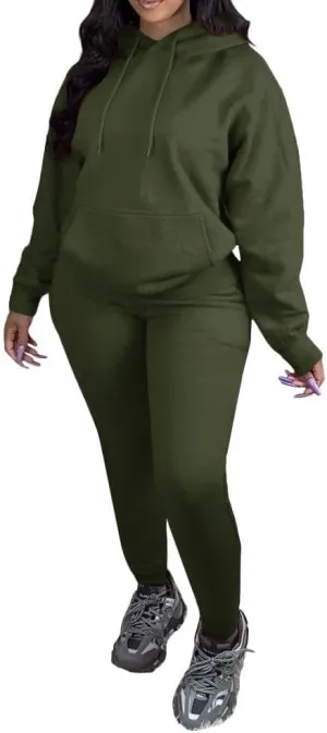 Women's Two Piece Outfits Casual Long Sleeve Hoodie Sweatshirt Jogger Sweatpants Tracksuit Sweatsuit Lounge Sets With Pocket