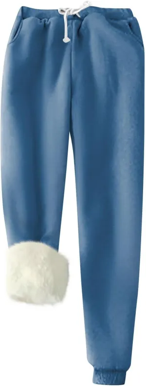 Women's Warm Sherpa Lined Athletic Sweatpants Jogger Fleece Pants