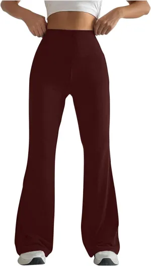 Women's Workout Tights, Bootleg Yoga Pants with Pockets, Womens No Front Seam Leggings, Pants for Women Work Casual