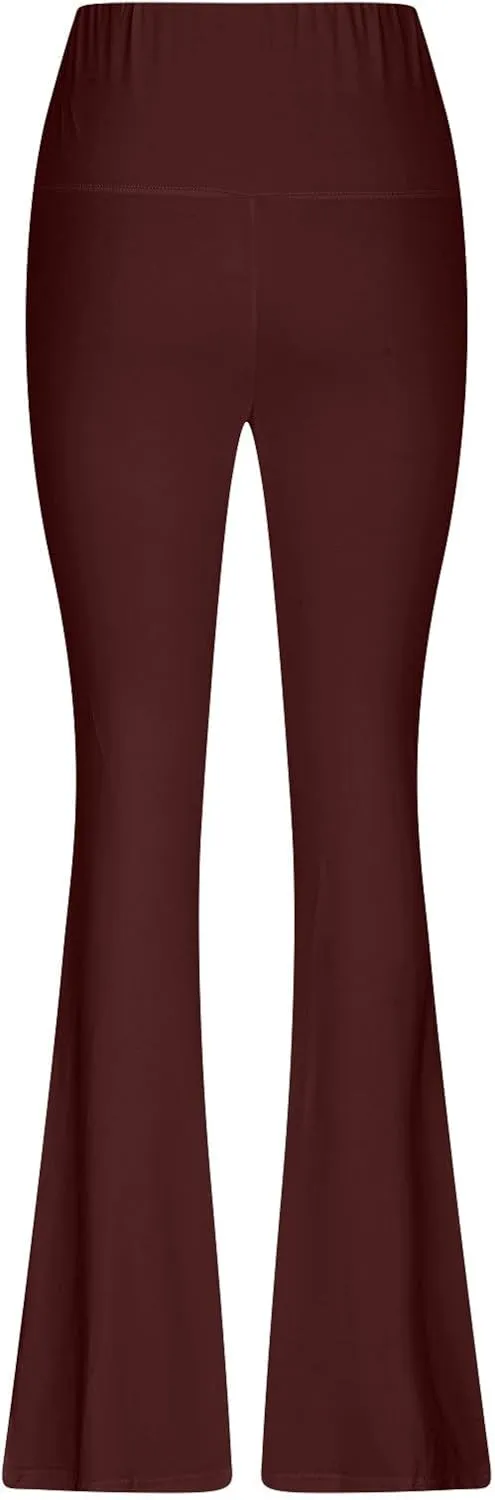 Women's Workout Tights, Bootleg Yoga Pants with Pockets, Womens No Front Seam Leggings, Pants for Women Work Casual