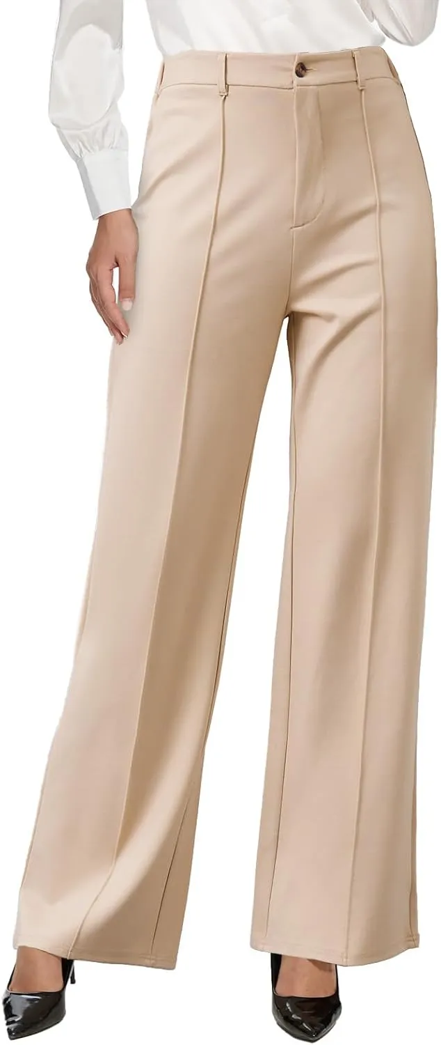 Work Pants for Women Straight Leg Trousers Pants High Waisted Business Casual Dress Pants Trendy Office Outfit
