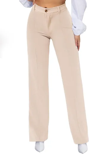 Work Pants for Women Straight Leg Trousers Pants High Waisted Business Casual Dress Pants Trendy Office Outfit